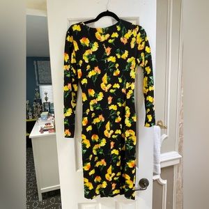 Size 38 Escada floral knit faux wrap dress. Beautiful and never worn!